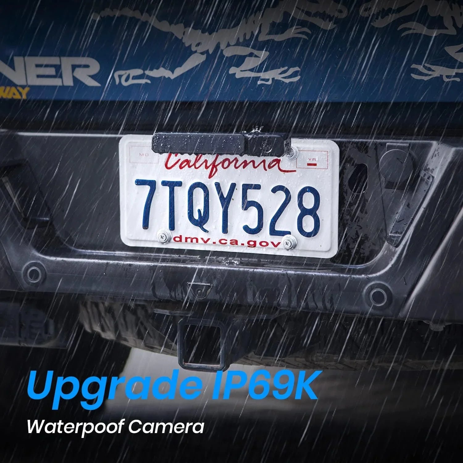 Camera Trailer/SUV Plate Wireless Backup License Vehicles IP68 for Waterproof Reverse AUTO-VOX Camera Solar Camera
