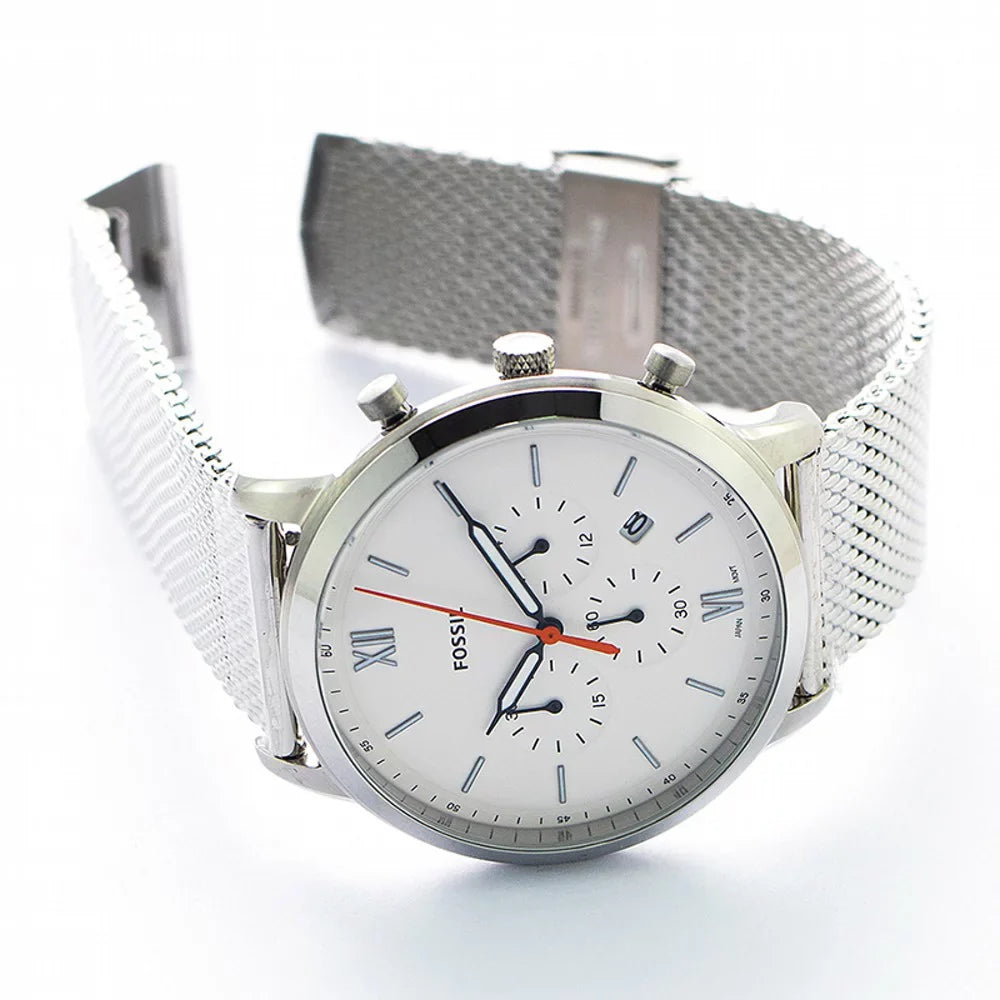 Casual Color:Silver-Toned 'Neutra Steel Chrono' Men's Stainless (Model: Fossil Watch, Quartz FS5382)