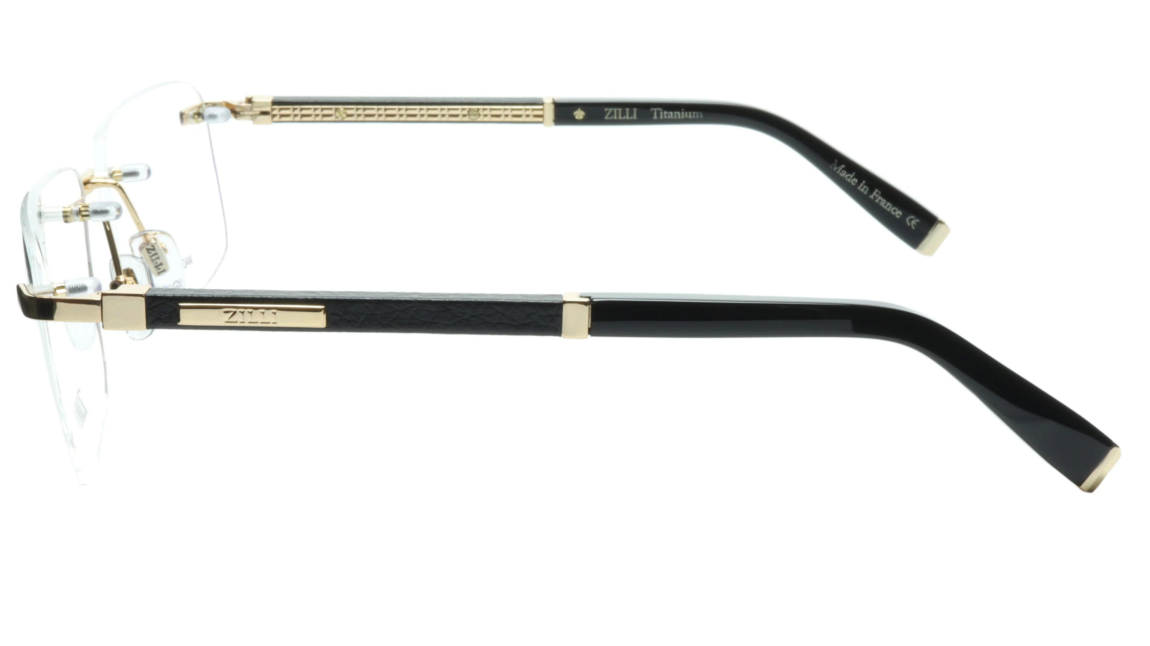 Rimless Eyewear High Titanium with Leather Quality Made and Real ZILLI