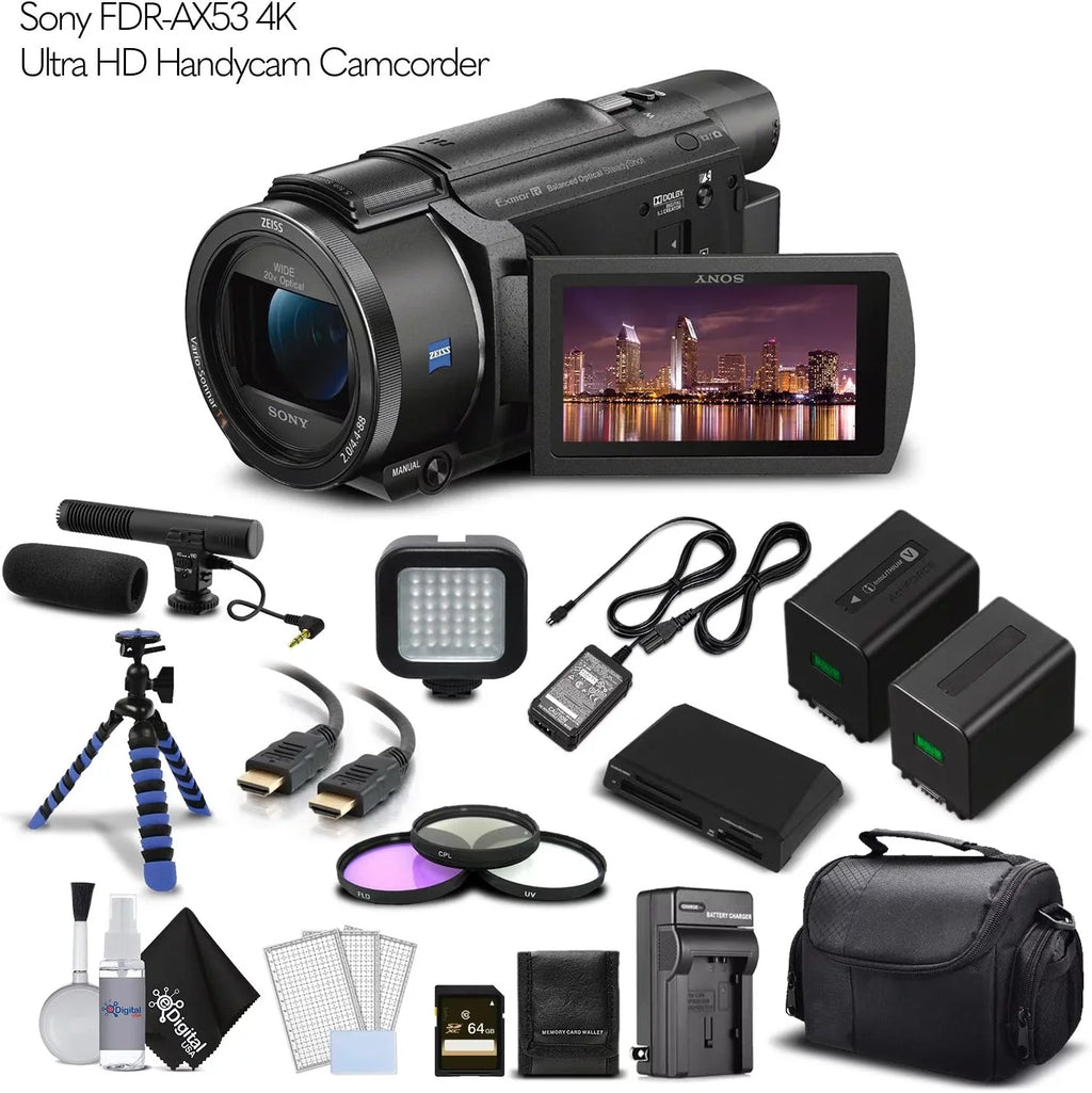 Handycam HD Bundle Camcorder. Ultra Cinematographer 4K FDR-AX53 Sony