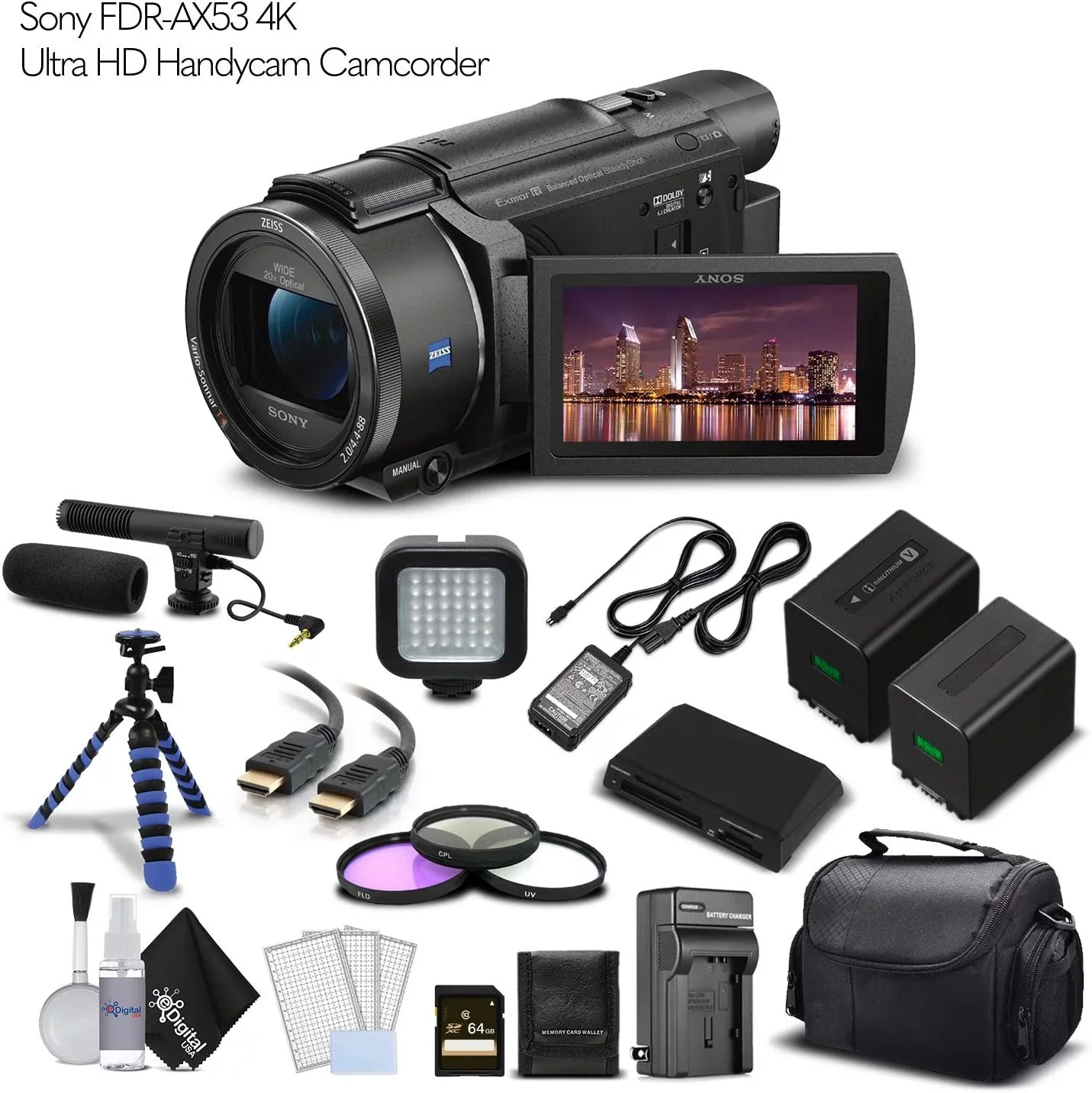 Handycam HD Bundle Camcorder. Ultra Cinematographer 4K FDR-AX53 Sony