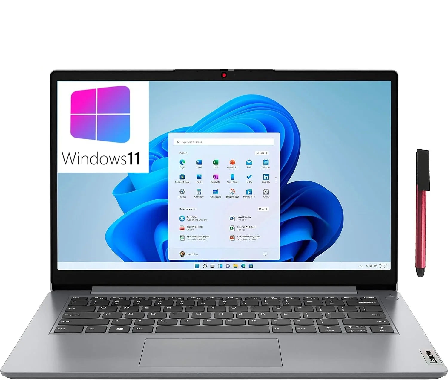 Intel 11 Laptop Pentium RAM, eMMC Cloud 6, IdeaPad Windows 64GB Grey, Silver N5030 Processor, Bluetooth 128GB DDR4 4GB Lenovo 365, S 1i 14" Office WiFi Card, SD + Computer, 5.1, 1-Year