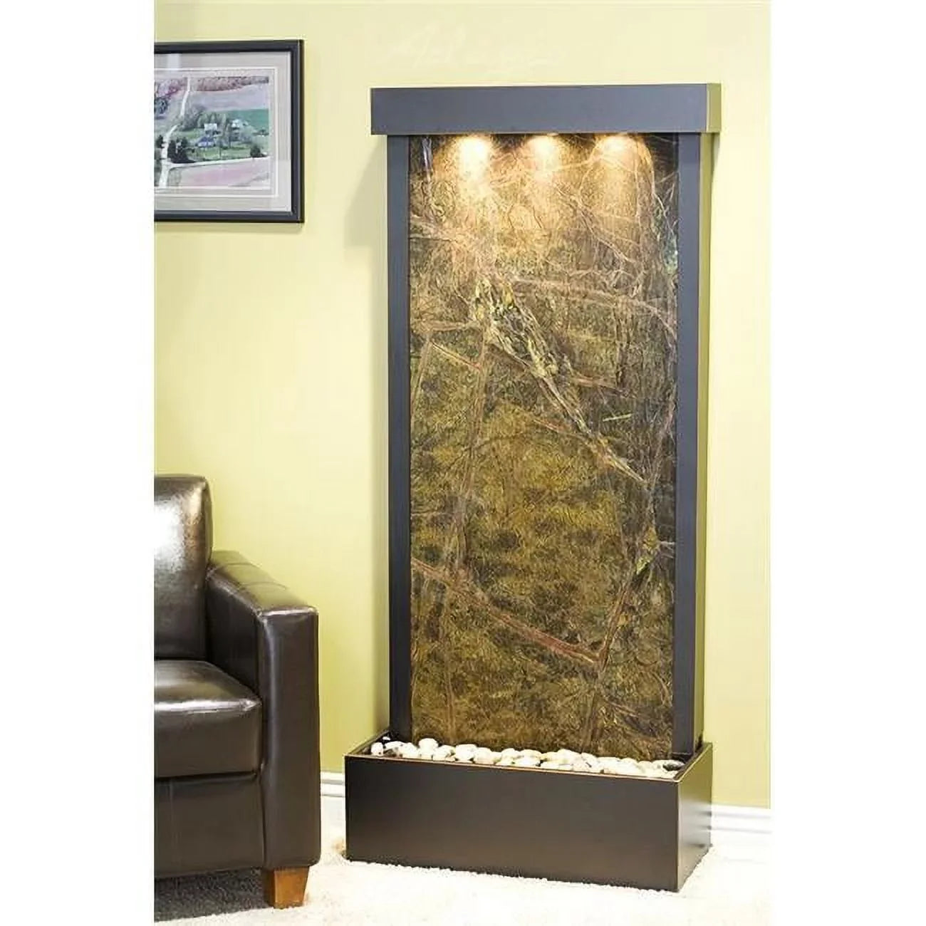 HRF1505 Adagio Marble Harmony River Copper Fountain Wall Mount Blackened Green Flush