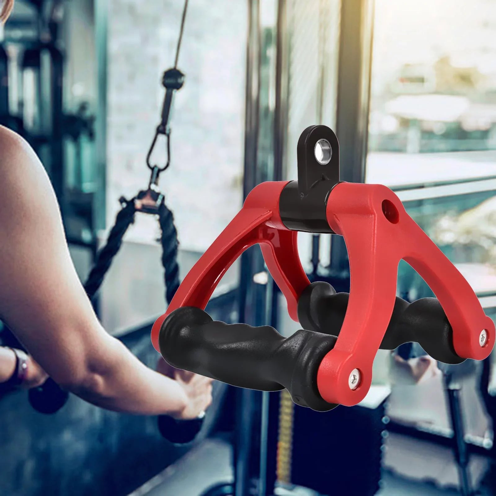 Rope Machine Tricep Bar for Pull Two Red Home 661 Cable Attachment Rowing Bearing Attachment ,Back Training Down D Row ,Gym Fitness, Handle