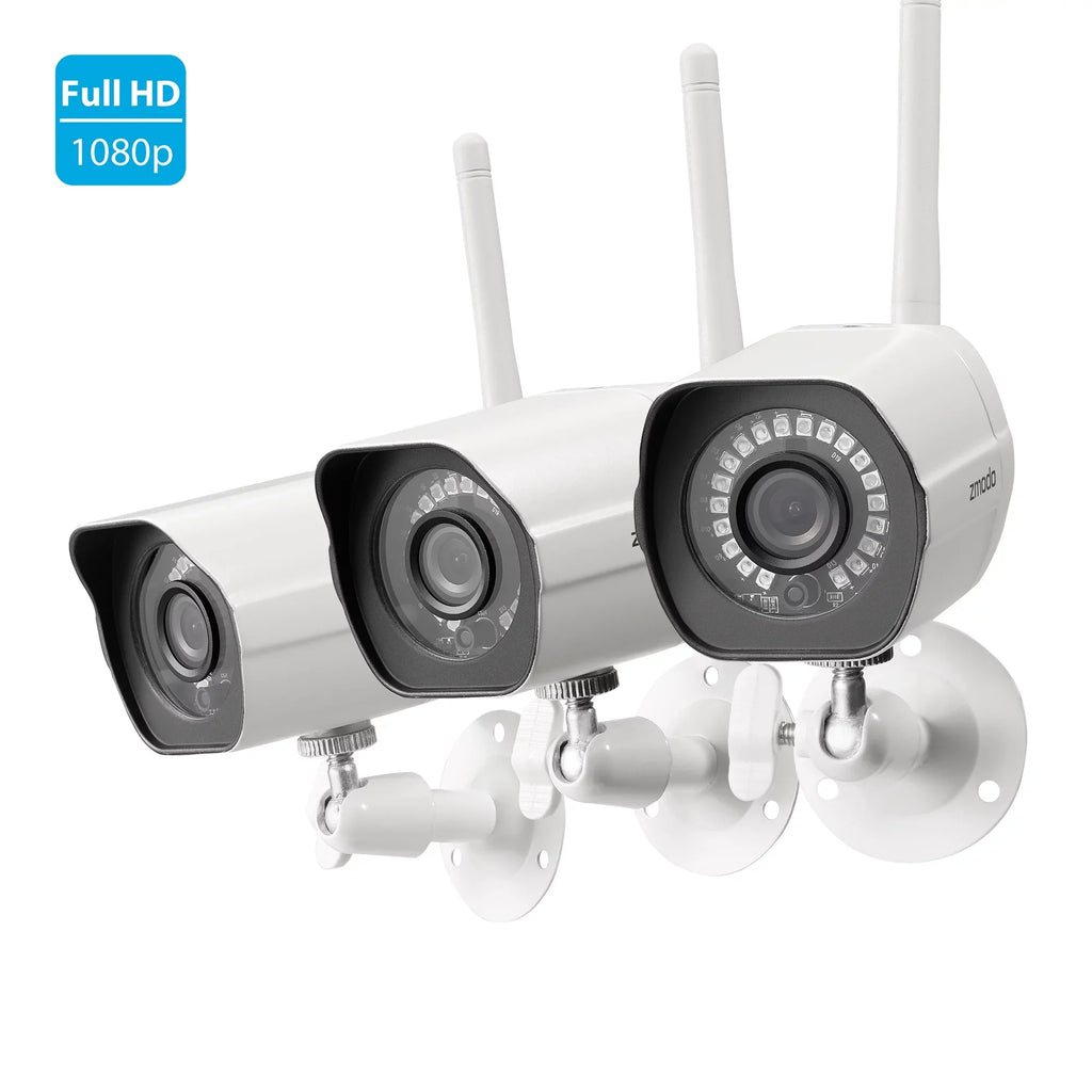 '- Pack) (Supports 2.4Ghz Vision IP Camera (3 WiFi) System Cameras Only HD Full with Smart Assistant Night Google Wireless Security WiFi Zmodo Outdoor Works with
