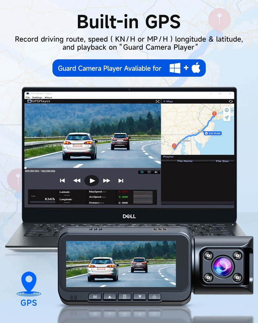 Loop Parking Rear Car TOGUARD IR Vision, GPS, Camera Cam Monitor, Night Dash Detection 3 G-sensor, Motion and Front 4K Dash Camera Recording, Rear with Channel Inside Front