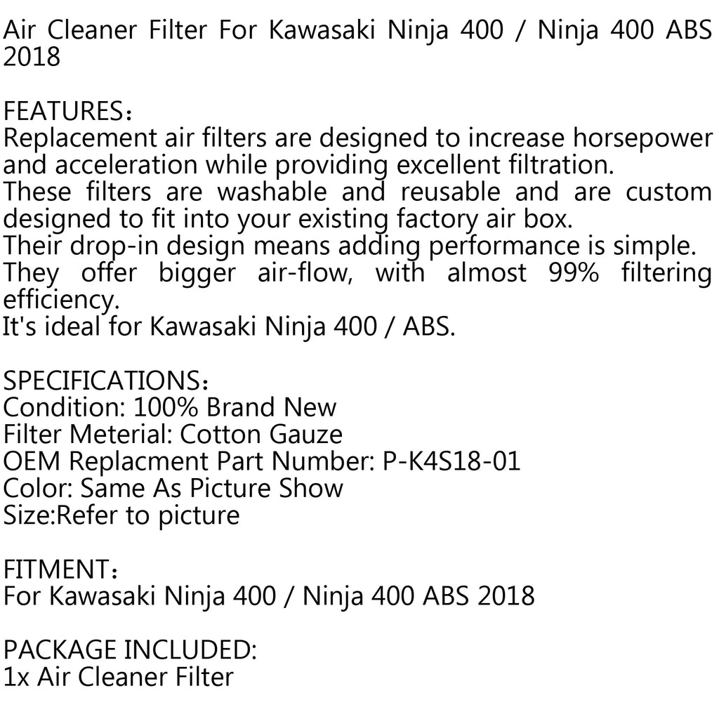 For Filter Motor ABS P-K4S18-01 2018 Genic Ninja / Kawasaki Air 400