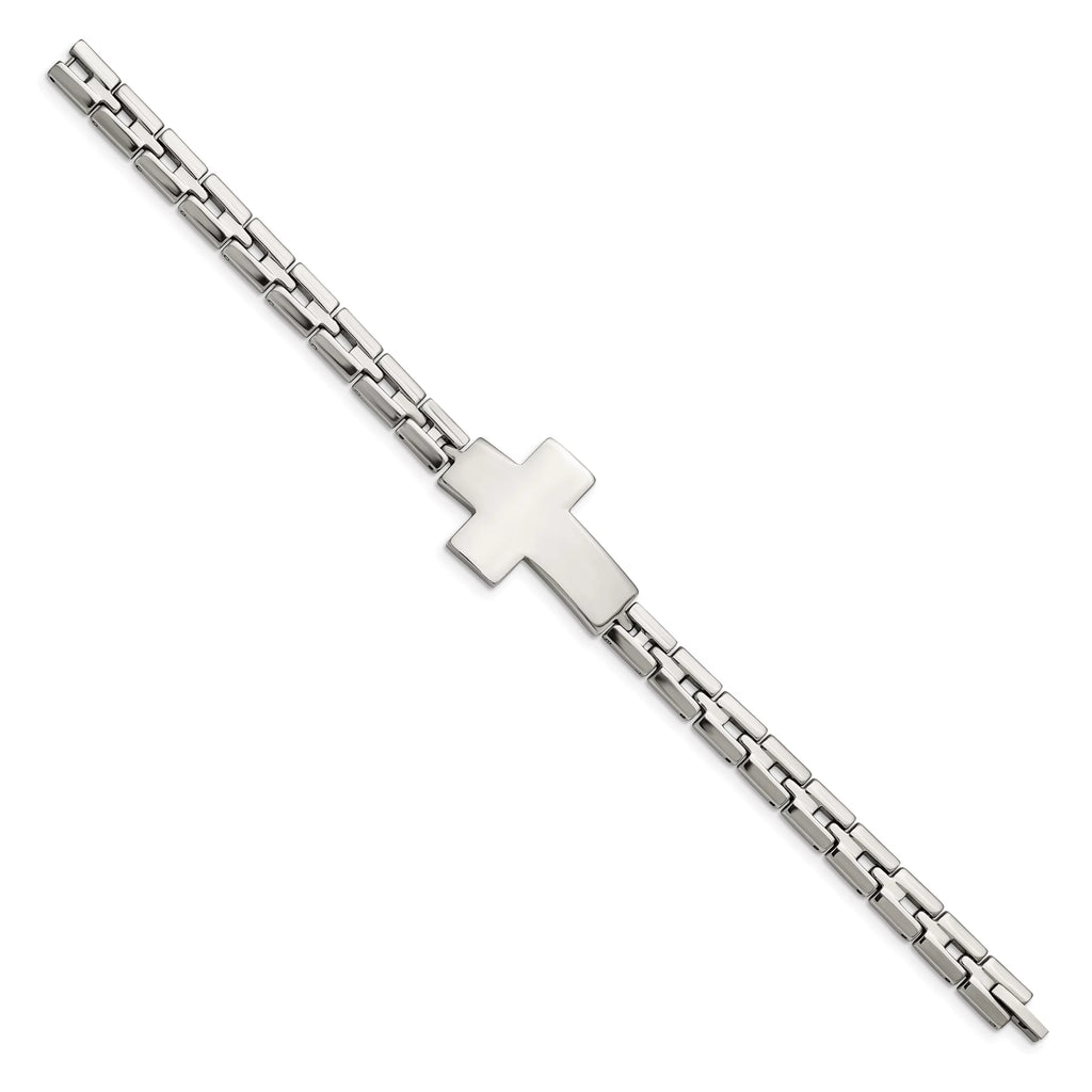 Cross Steel Stainless Primal Polished Inch Link 8 Steel Bracelet