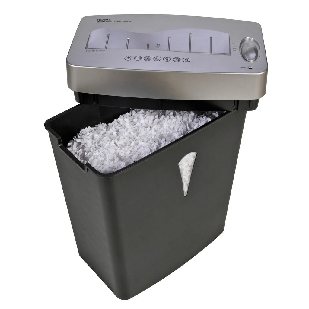 4 Royal Pass 0.157" - Shredder Silver - Size Capacity Paper Paper, 5 x Black, - Micro - Wastebin Credit for Card Per Shred - shredding gal 0.394" MC500 Cut -