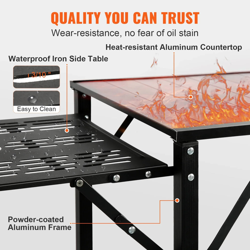 Kitchen Station 2 Tables Table Folding Camping Cook SKYSHALO Portable 5 & Shelves