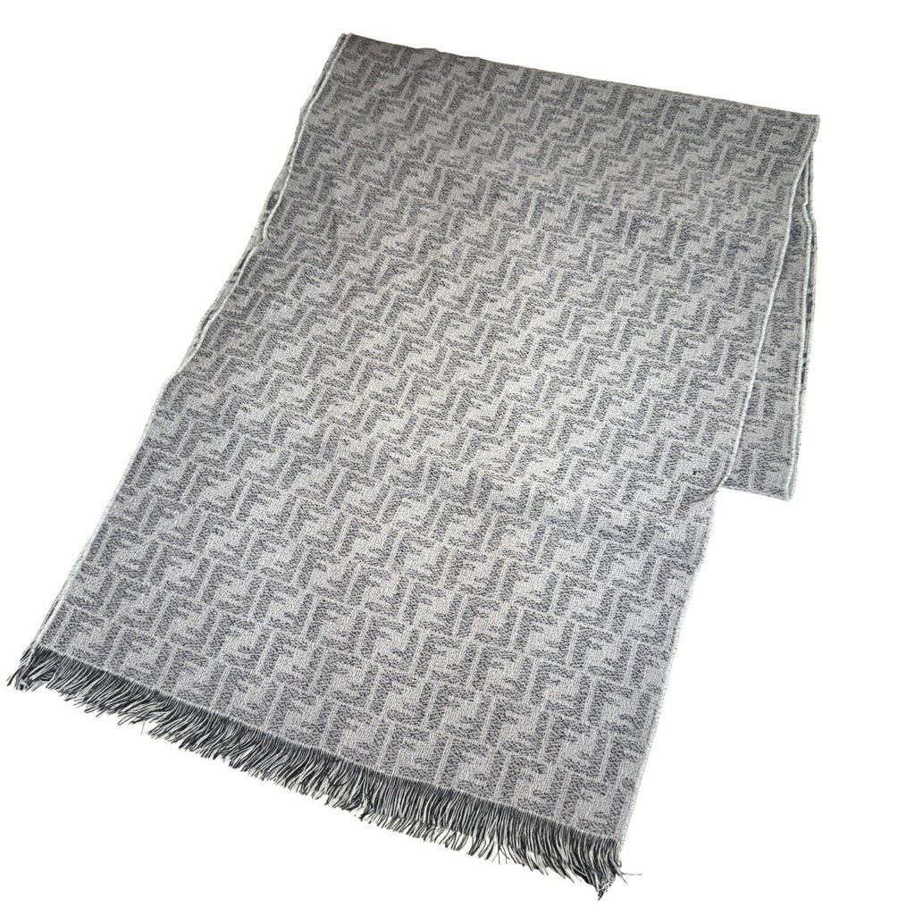 Stole Pattern Men's Muffler Gray Pre-Owned Women's New) FENDI Wool Zucca (Like FF