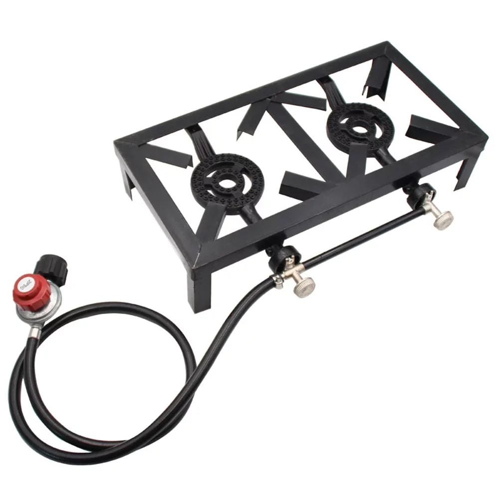 ( Iron Patio BBQ Apexeon Gas Cooking Camping for Propane Double Stove Cast Standard)