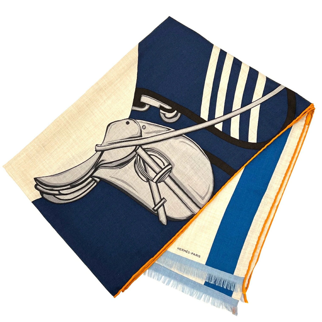 Marine Silk 22SS Scarf Stole (Like Women's Spring/Summer Natural Hermes Pre-Owned Cashmere Men's Jaune Rectangle Collection 2022 New) HERMES