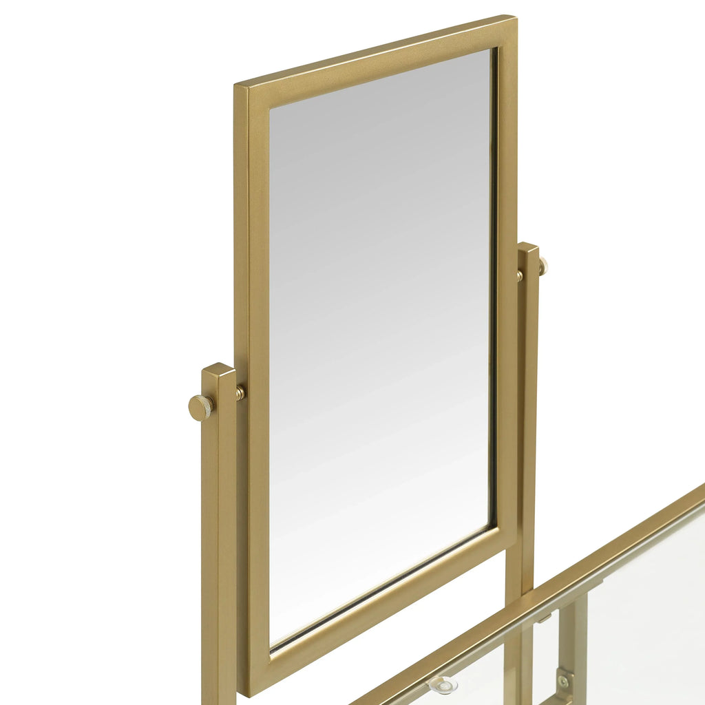 Desk/Mirror Aimee Crosley Soft Vanity Tempered 2-Piece Gold Furniture in Glass