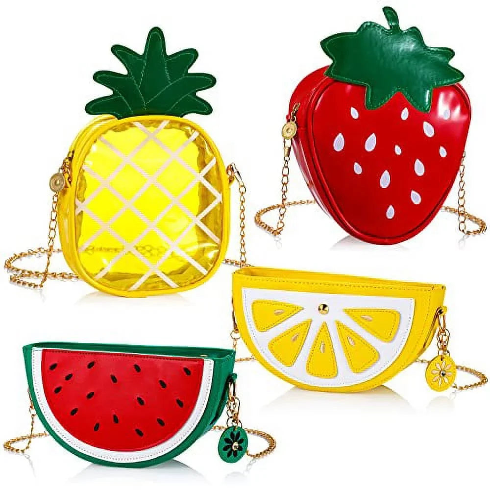 for Bag Strawberry Crossbody Purse Purse Fruit Bag Shoulder Gift Shape Lemon Wallet 4 Bag Watermelon Novelty Girl Set Mini Cute of Women Shoulder Fruit Bag Shoulder Pineapple