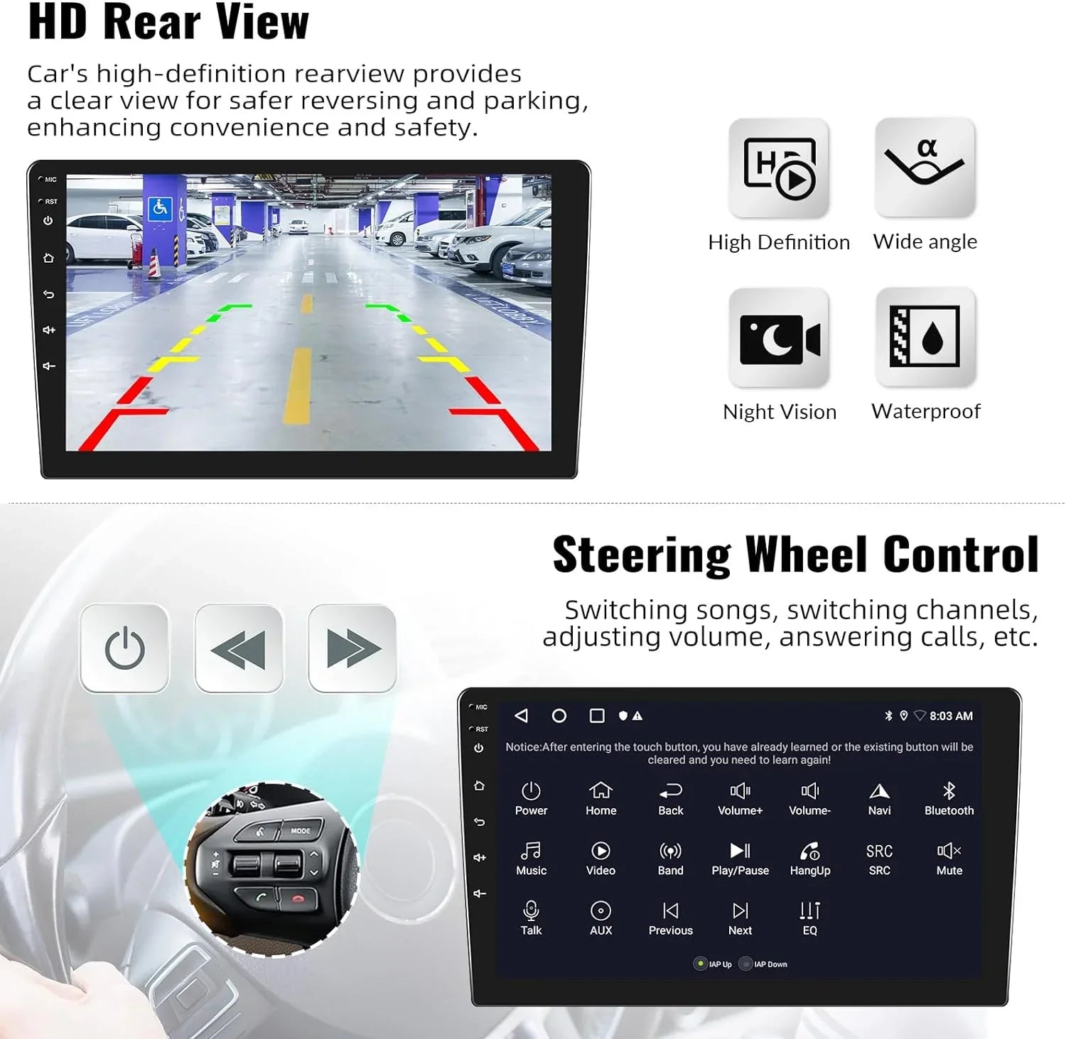 13 Auto,Navi,WiFi,Bluetooth,FM/RDS+ Inch Android Radio Handsfree,Wireless Stereo, Wireless Camera with Din Bluetooth 10.1 Microphone Car Carplay 1+32G Single Android Rear Car