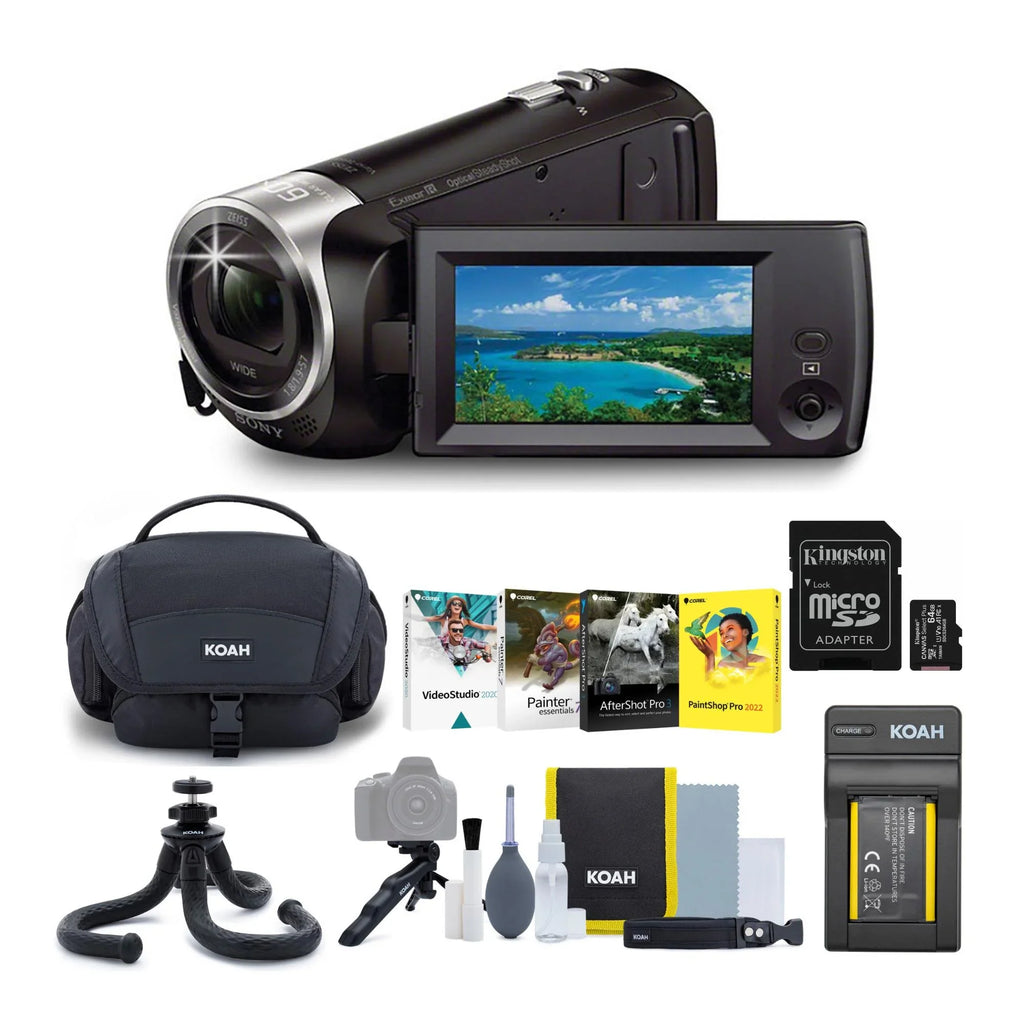 R Bundle 1080p Exmor HD Full CMOS Handycam Sensor Camcorder Sony with (Black)