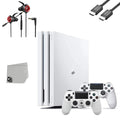 2 4 White With PlayStation Pre-Owned Pro BOLT Bundle AXTION + Earbuds G11-A 1TB Controller With Gaming Sony Microphone Console