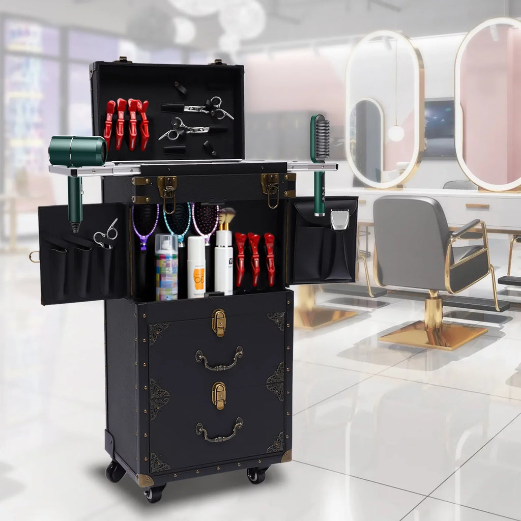 Makeup Salon Hairdressing Aiqidi Beauty Hair Stylist Trolley Luggage Tool Organizer Train Travel with Barber Case Holder Dryer Cosmetic Box Lockable Rolling