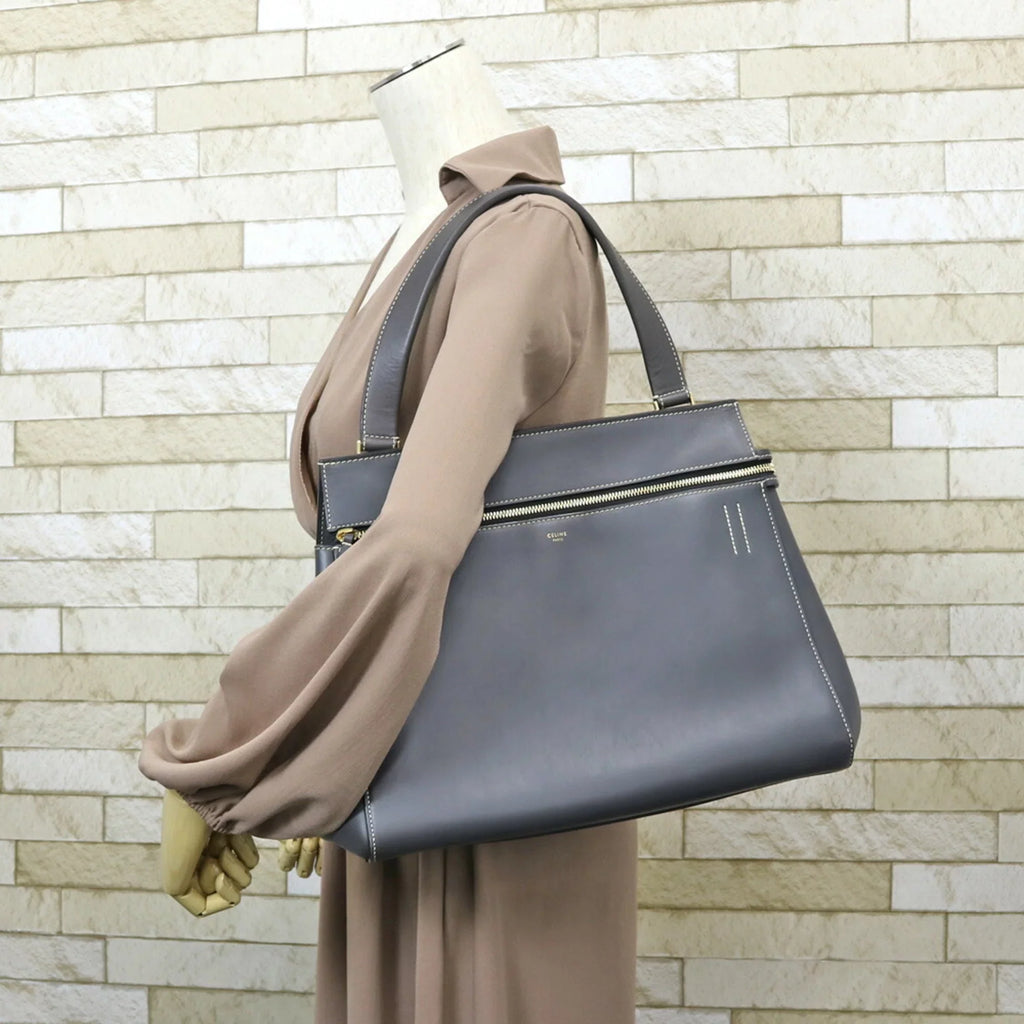 Pre-Owned Ladies Handbag Gray Celine CELINE (Fair) Edge