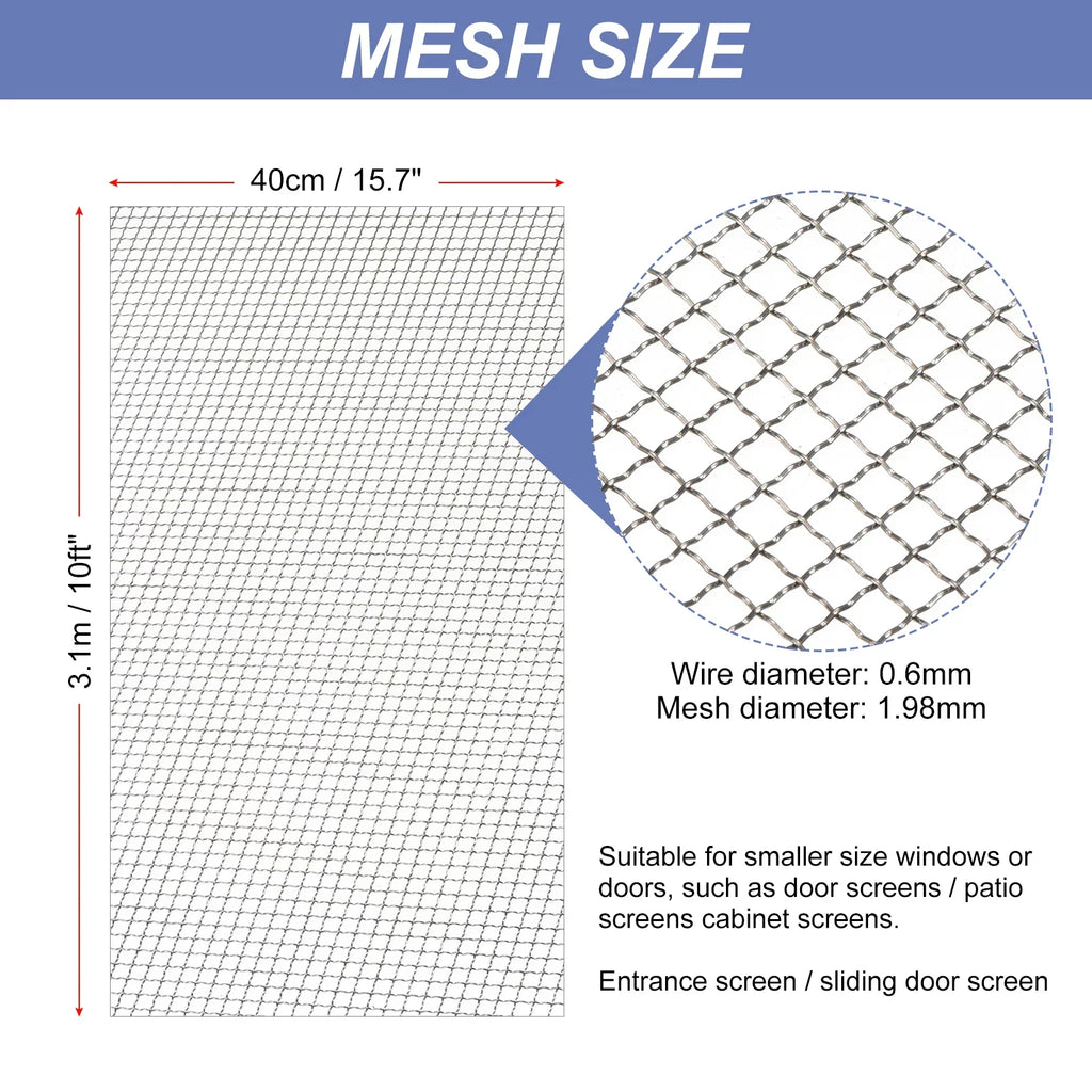 Wire Woven Mesh Stainless Replacement Screen, Air Steel Window 304 Mesh Screen Screen for Vent Door