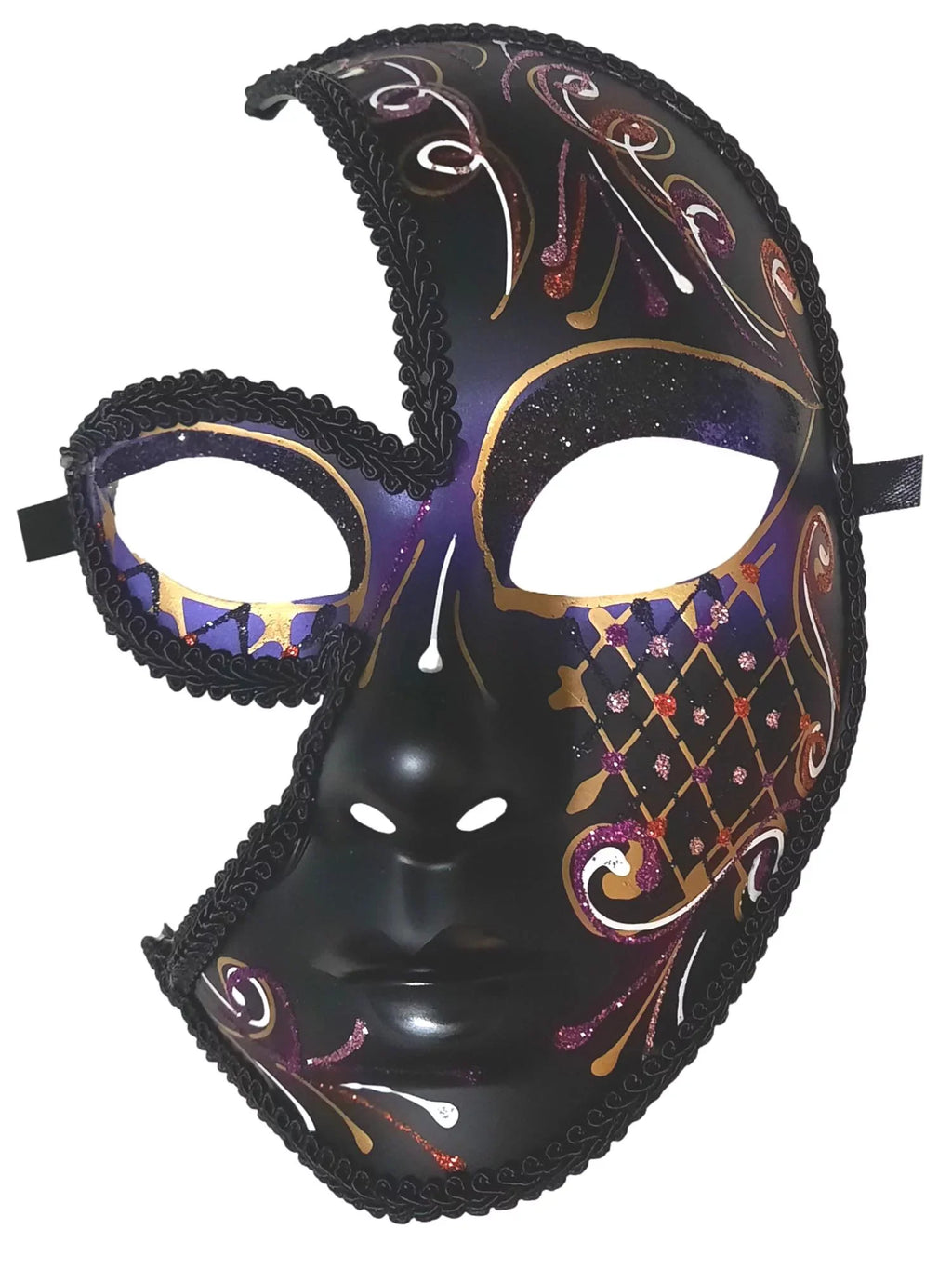 Red Mask Fancy Cut Out Black Full Masquerade