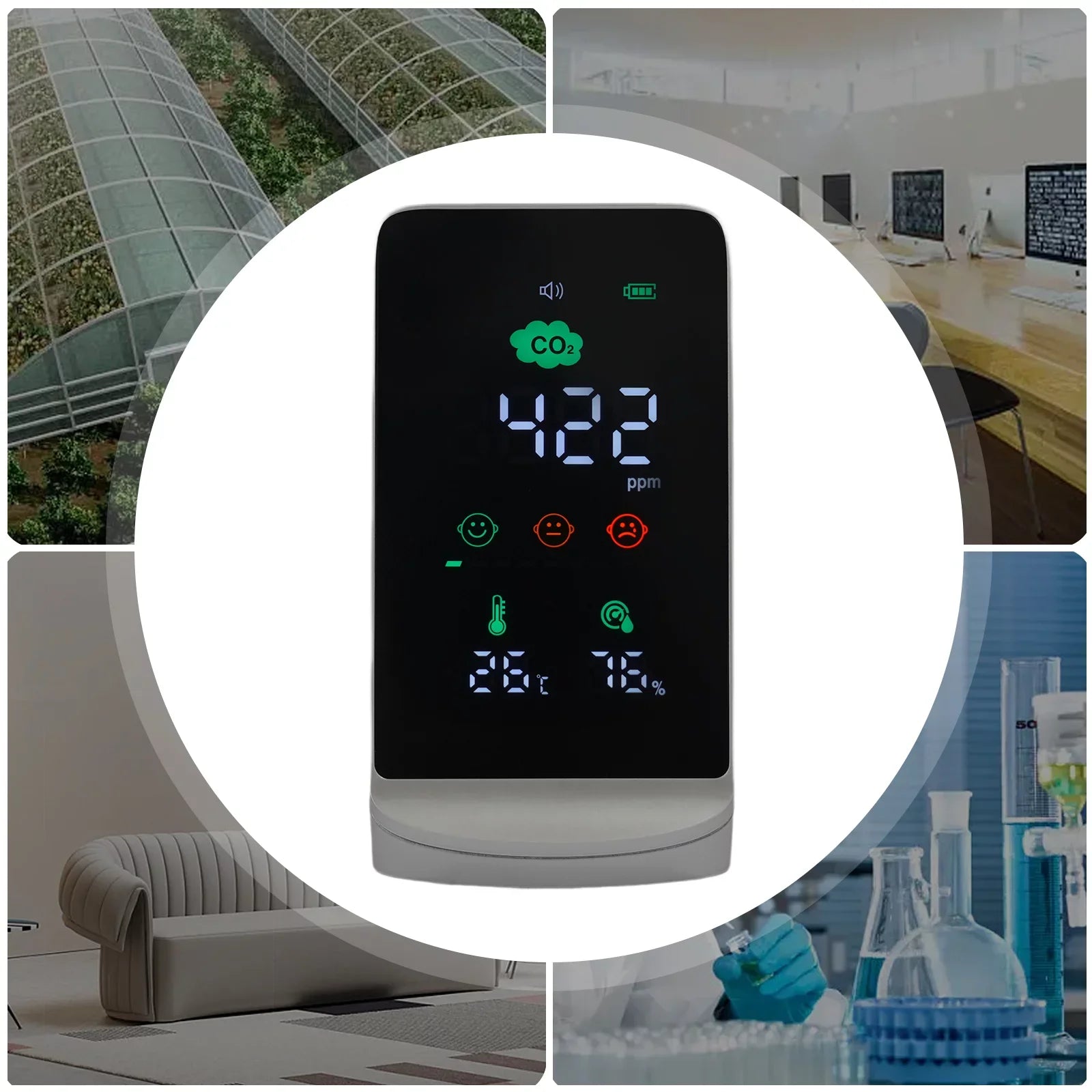 Black) (White, for CO2, Air Miumaeov Monitor Quality Temperature & Humidity Indoor