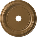 Ekena 3 Rush x Thermoformed to Gold Traditional Canopies (Fits 13 Millwork 1 up 1/2"), 22"OD PVC Medallion Ceiling Metallic 1/2"P x 1/2"ID