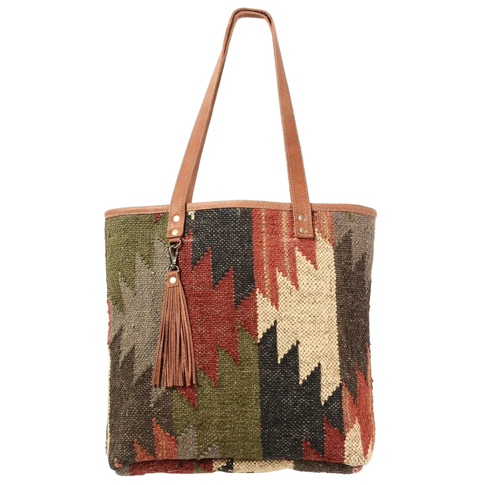 purse bag KB Upcycled women handbag Wool Genuine Leather OHLAY TOTE western KB345