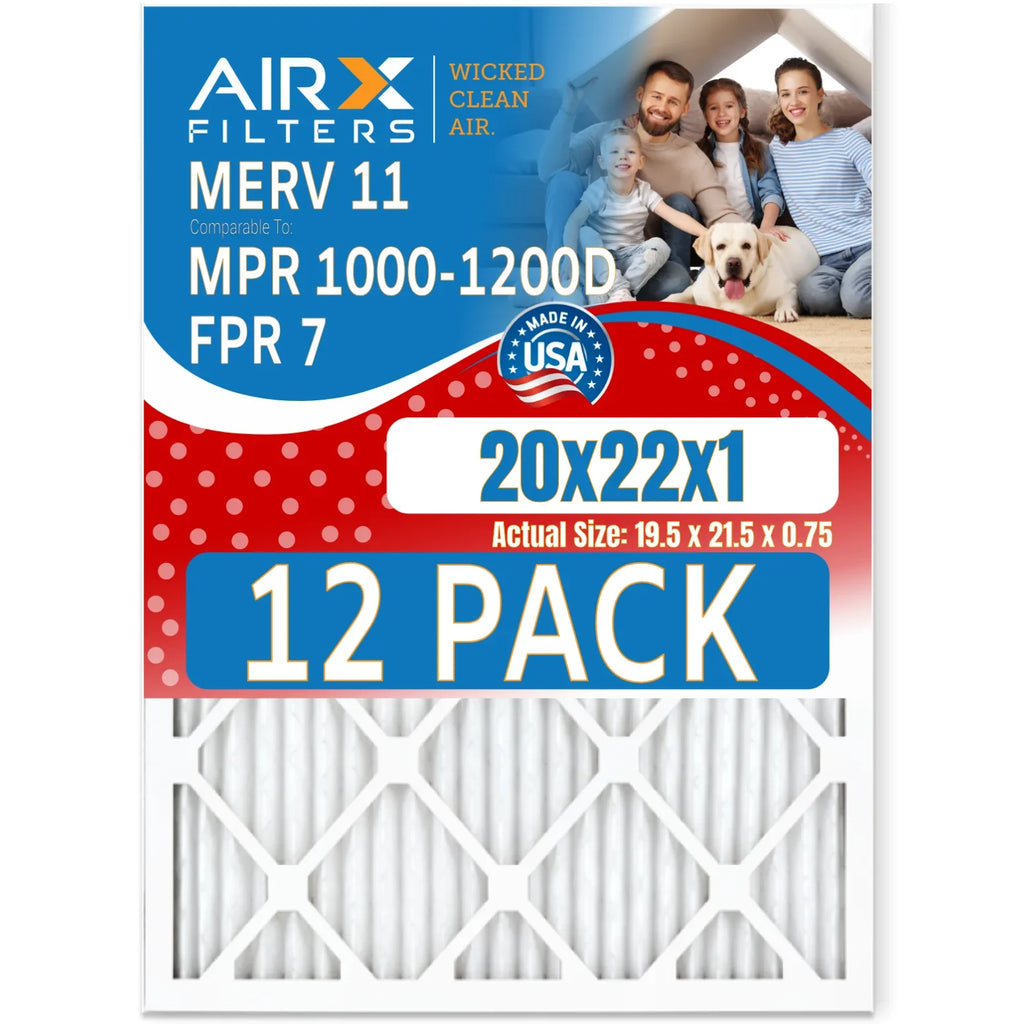Filter 12 to 11 Made MERV FILTERS MPR of Comparable USA Filters 7 20x22x1 AIRX in FPR - Rating, AIR. WICKED 1000, Air MPR Pack & CLEAN by 1200 Furnace