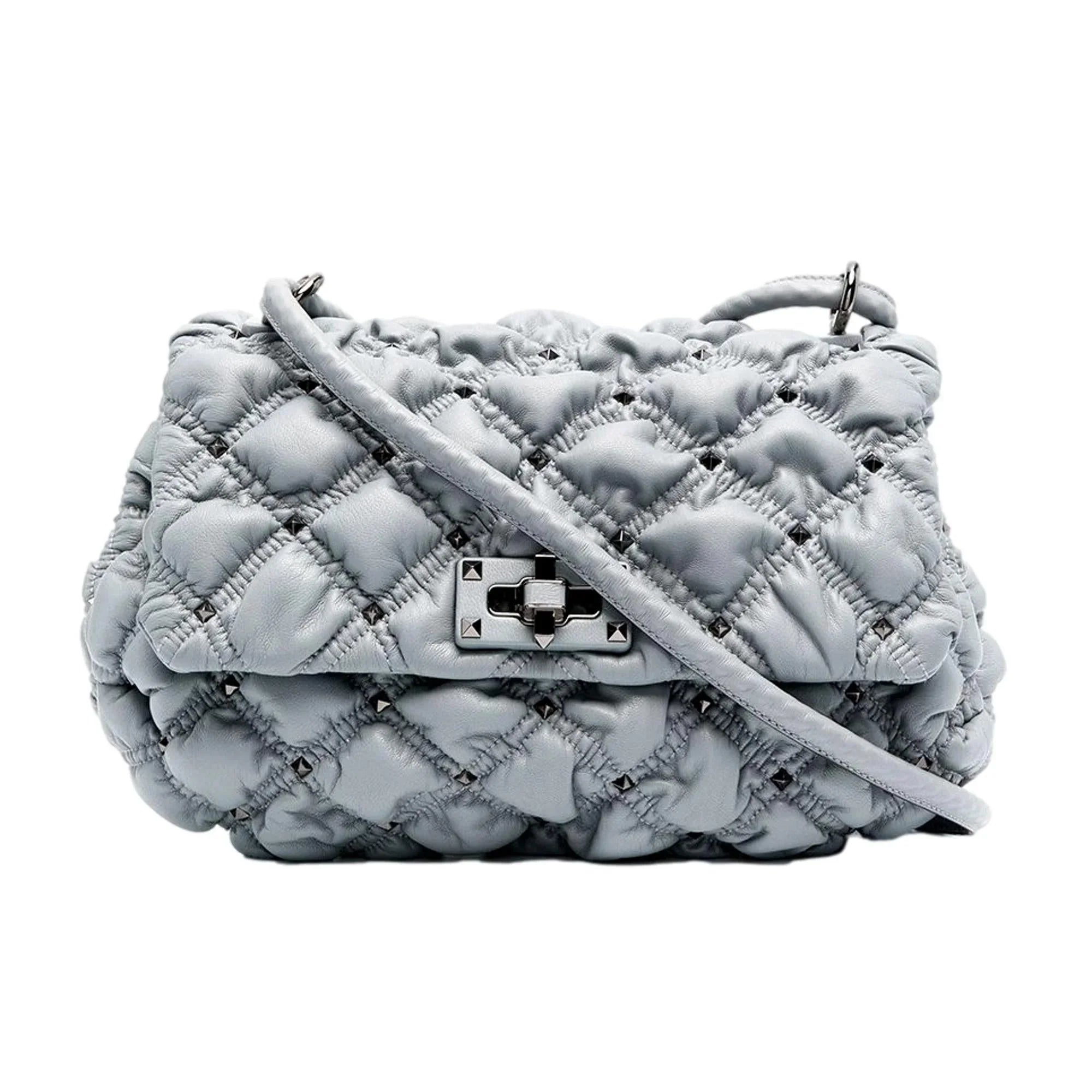 Spike Bag Gray Garavani Medium Me Leather Valentino Crossbody