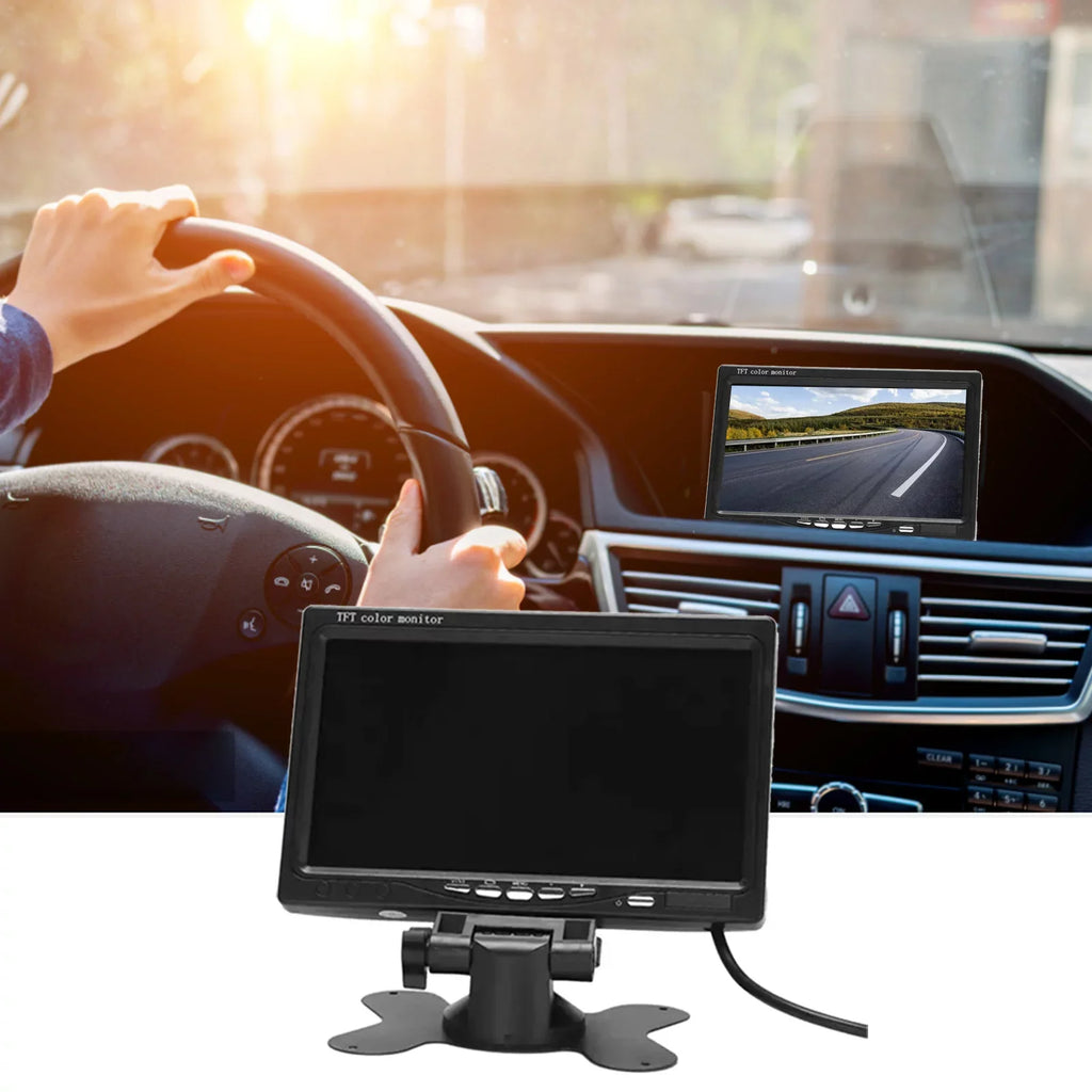 Screen View Reverse For Inch Monitor HD Display 7 Backup RV Bus TFT Trucks Car Input Built-in Monitor 1024x600 AV Rear Camera HD Trailer Display Speaker Screen