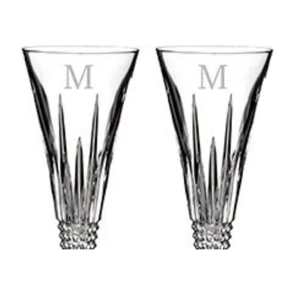 of Block Waterford Set Toasting Letter Monogram Lismore Flutes Diamond 2