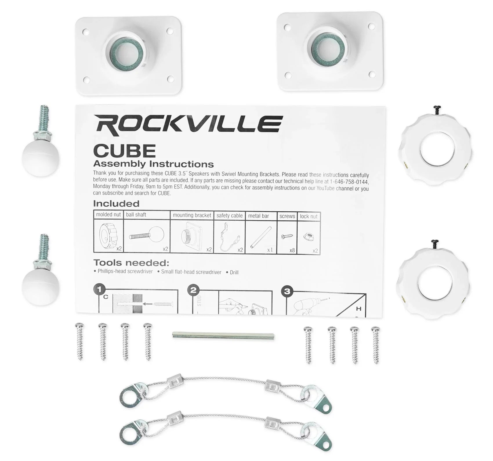 Restaurant White 3.5" Swivel Mount Wall 70v 4 Speakers Cube Rockville Commercial