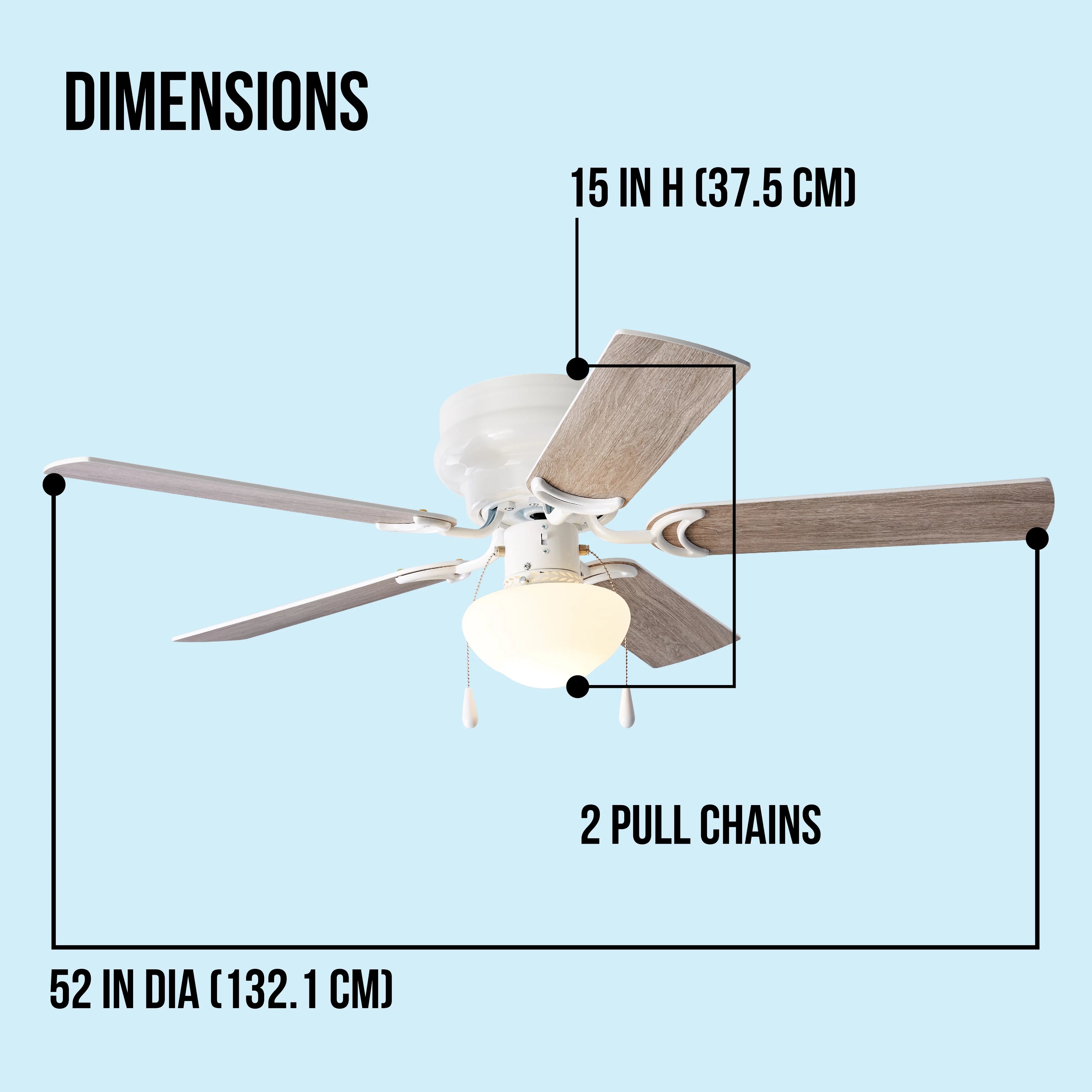 with Fan 52 Reverse Kit, Blades, Mainstays Hugger inch Airflow 5 Indoor Light Ceiling White,