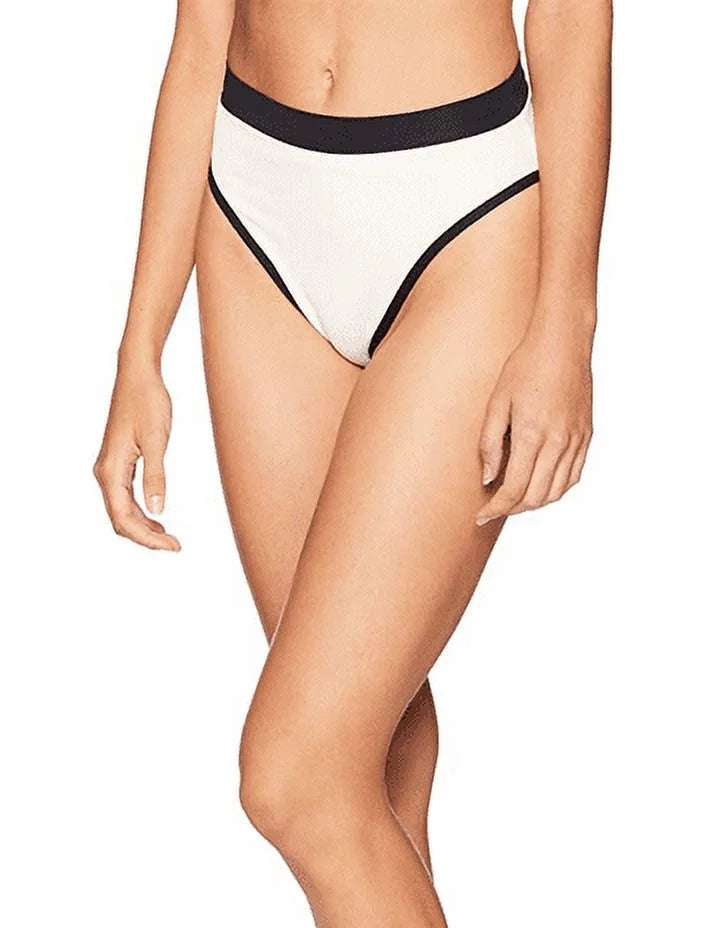 XS, L*Space Waisted Womens High Size Black/French Bottom, Vanilla Frenchi Swimsuit Ribbed