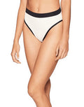 XS, L*Space Waisted Womens High Size Black/French Bottom, Vanilla Frenchi Swimsuit Ribbed