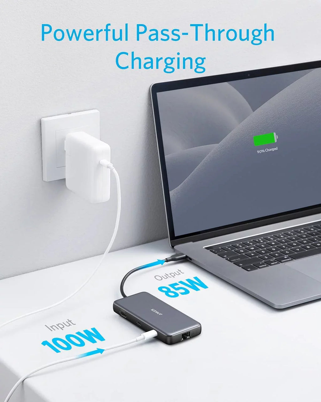 Delivery,4K with Port,SD 8-in-1 Card USB Anker Power 60Hz 100W Hub Reader HDMI,Ethernet C Adapter