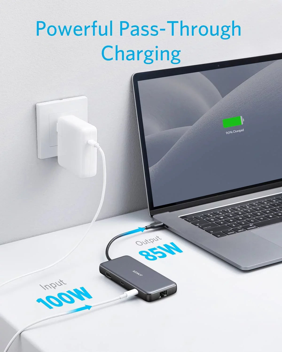 Delivery,4K with Port,SD 8-in-1 Card USB Anker Power 60Hz 100W Hub Reader HDMI,Ethernet C Adapter