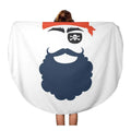 inch Props Blanket Mustache Face Towel Tapestry Circle Mask Travel 60 Eyecup Mat Round Corsair LADDKA Beach Throw Beard Towels Birthday Circular Babushka Beach Party Pirate Booth