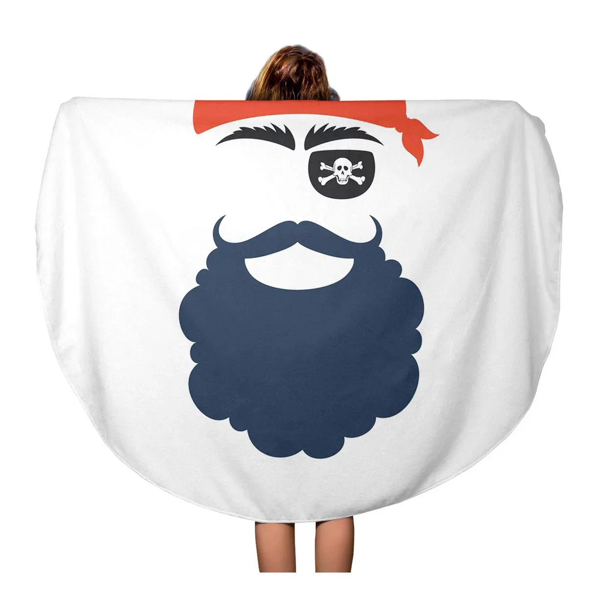inch Props Blanket Mustache Face Towel Tapestry Circle Mask Travel 60 Eyecup Mat Round Corsair LADDKA Beach Throw Beard Towels Birthday Circular Babushka Beach Party Pirate Booth