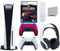 Edition Miles Launch Extra PS5 Disc Playstation Controller, Marvel's 5 Cleaning Spider-Man: Media Ultimate Cosmic with Bundle Disc) Sony Morales Microfiber Remote, Cloth and Red Headset, Version (Sony