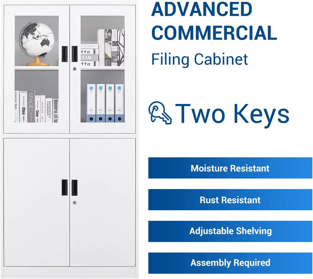STANI Glass Office for with Steel Metal Doors Tool Assembly Cabinets Storage Cabinet Storage 71" Required Office,Home,- Locker,Locking