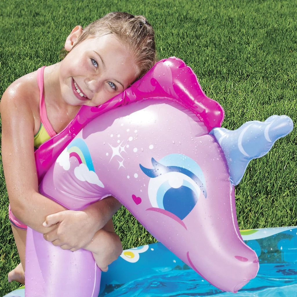 Pool, Width: Outdoor in, in, Backyard Length: Splash 78 Unicorn 'N Toy Slide Spray in, Height: Inflatable Water Banzai Splash 60 32