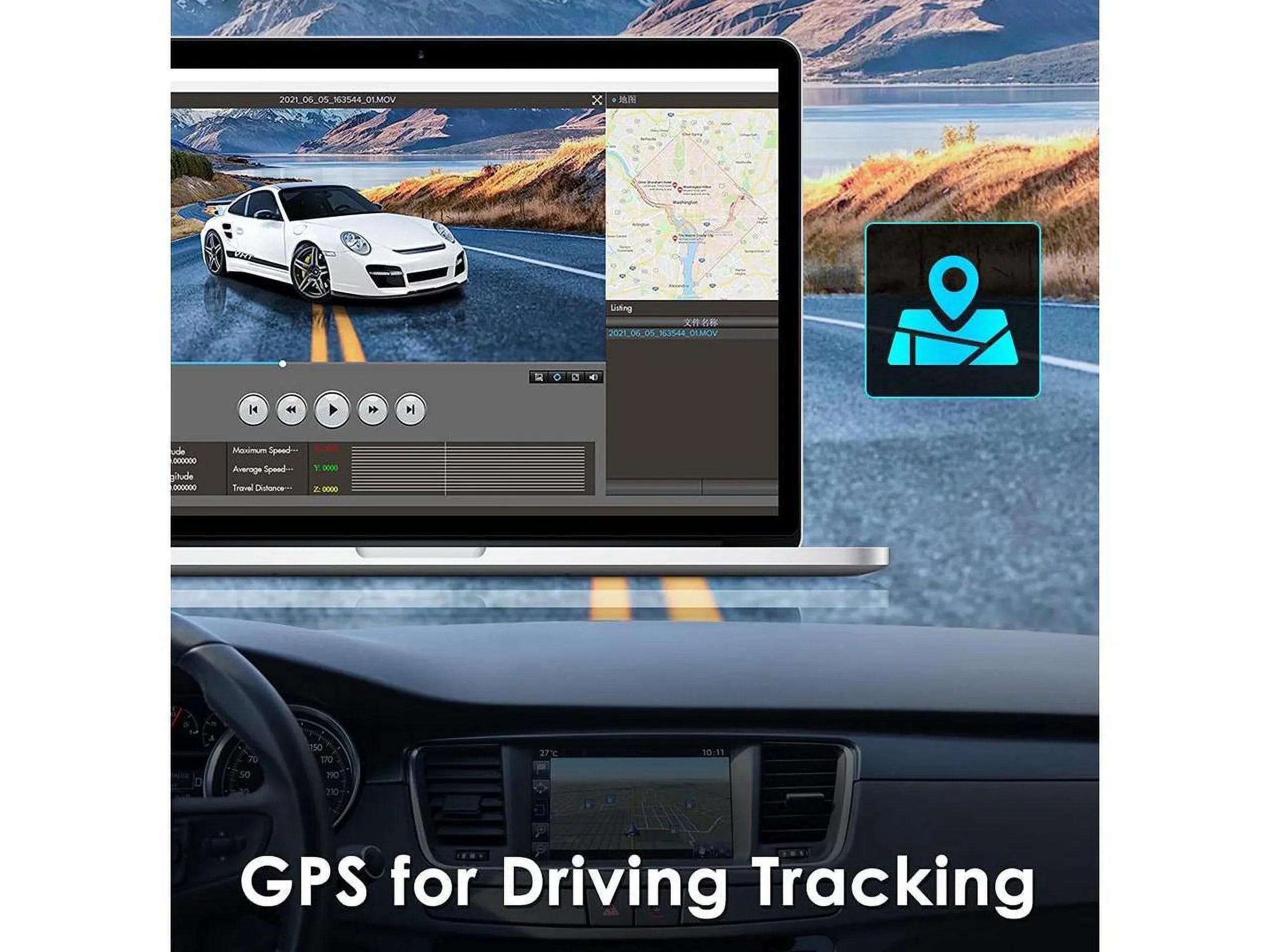 IPS Cars Mirror Vision,GPS with Mirror Touch Rearview Backup Sensor,Night for Camera,12" Cam Assistance/Monitor Screen Full 4K Parking Dash Tracking,