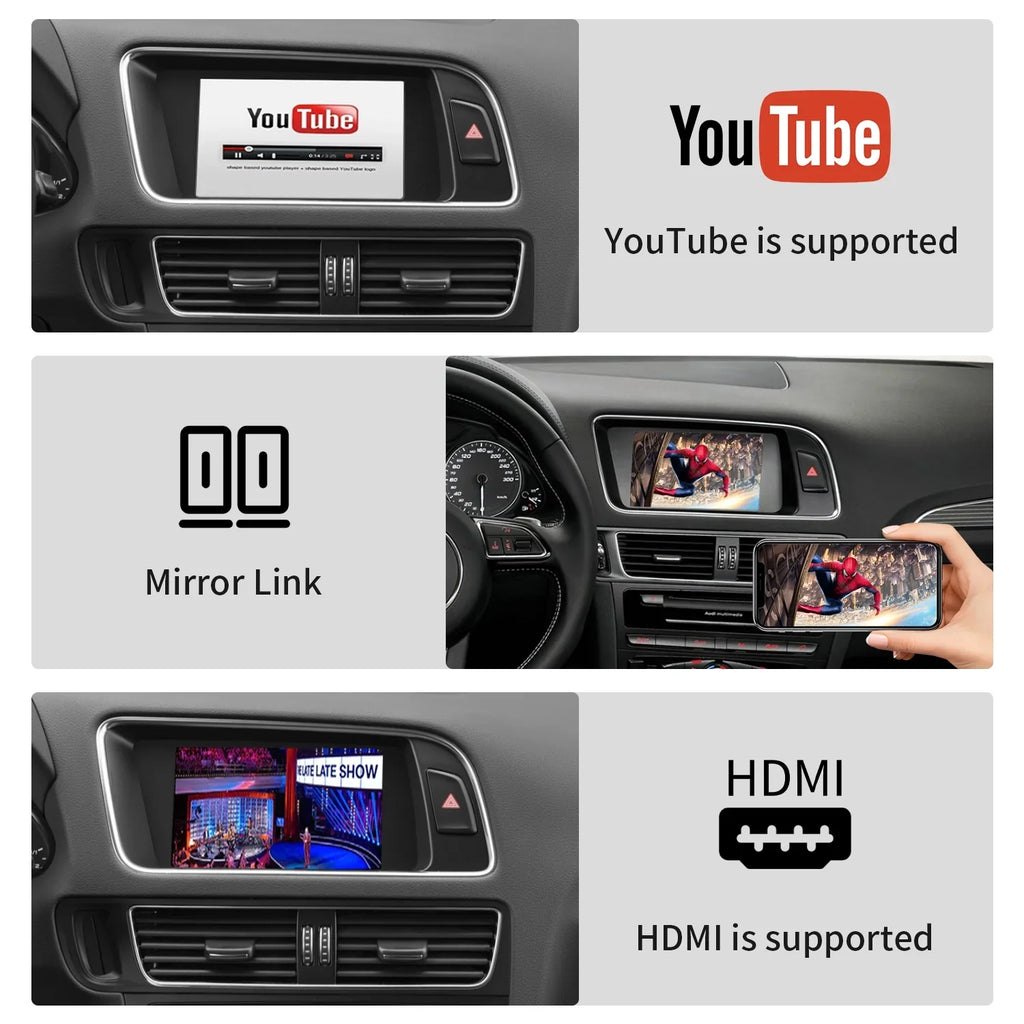 for 2008-2015 Retrofit RS4 Audi Q5 Kit,Mirrorlink,Siri,Navigation,YouTube,Original Wireless 3GMMI Ninetom A4 Support Auto Carplay Control,Camera Android A5 S5 S4 System,Carplay RS5