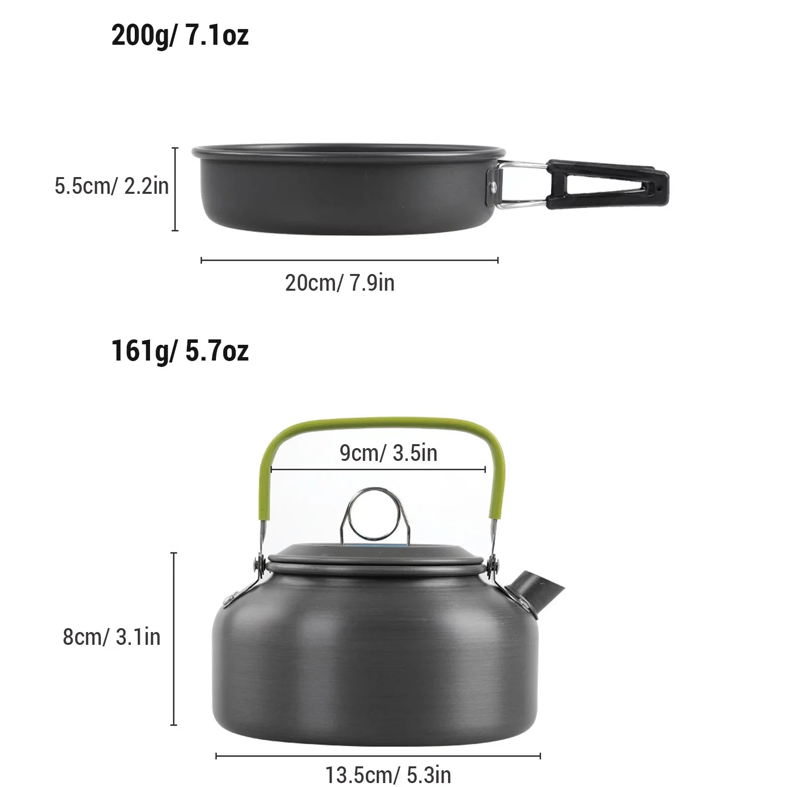 Pan Non-Stick Lixada with Camping Kettle Pot Mess Set Kit Backpacking Cookware Hiking