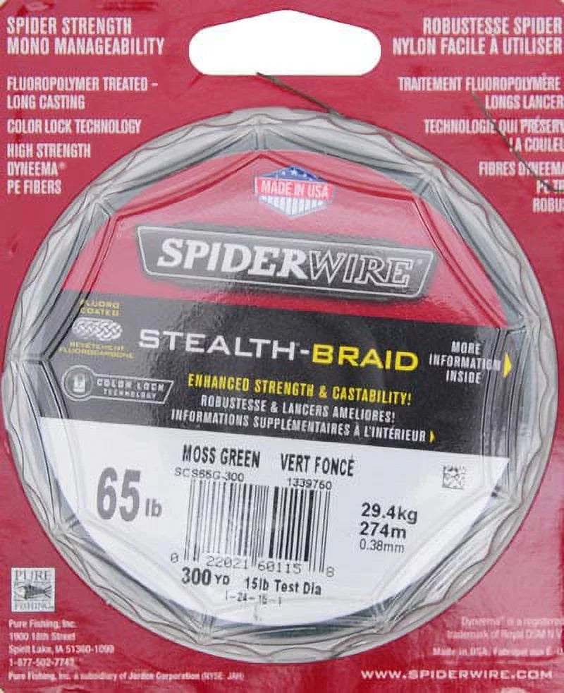 Stealth? Green, 29.4kg 65lb Superline, Fishing SpiderWire Moss Line |