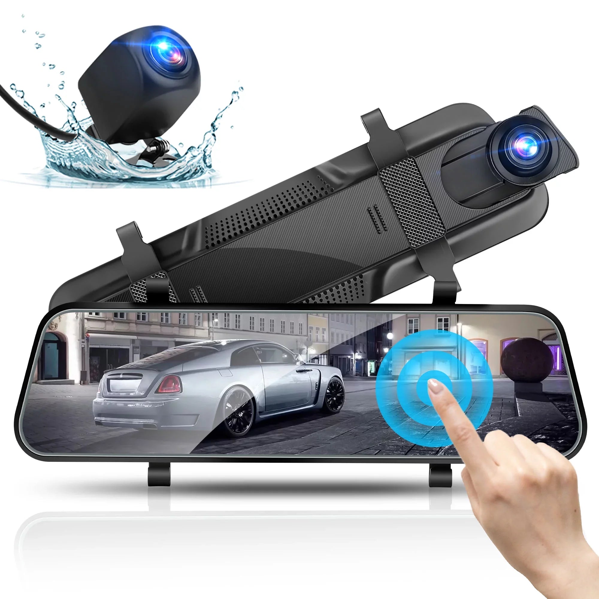 Cam Dash Car IPS View Recorder Vision, Touch TSV G-Sensor, Camera, 1080P Screen Camera, Mirror Dual Rear Night Backup Driving with