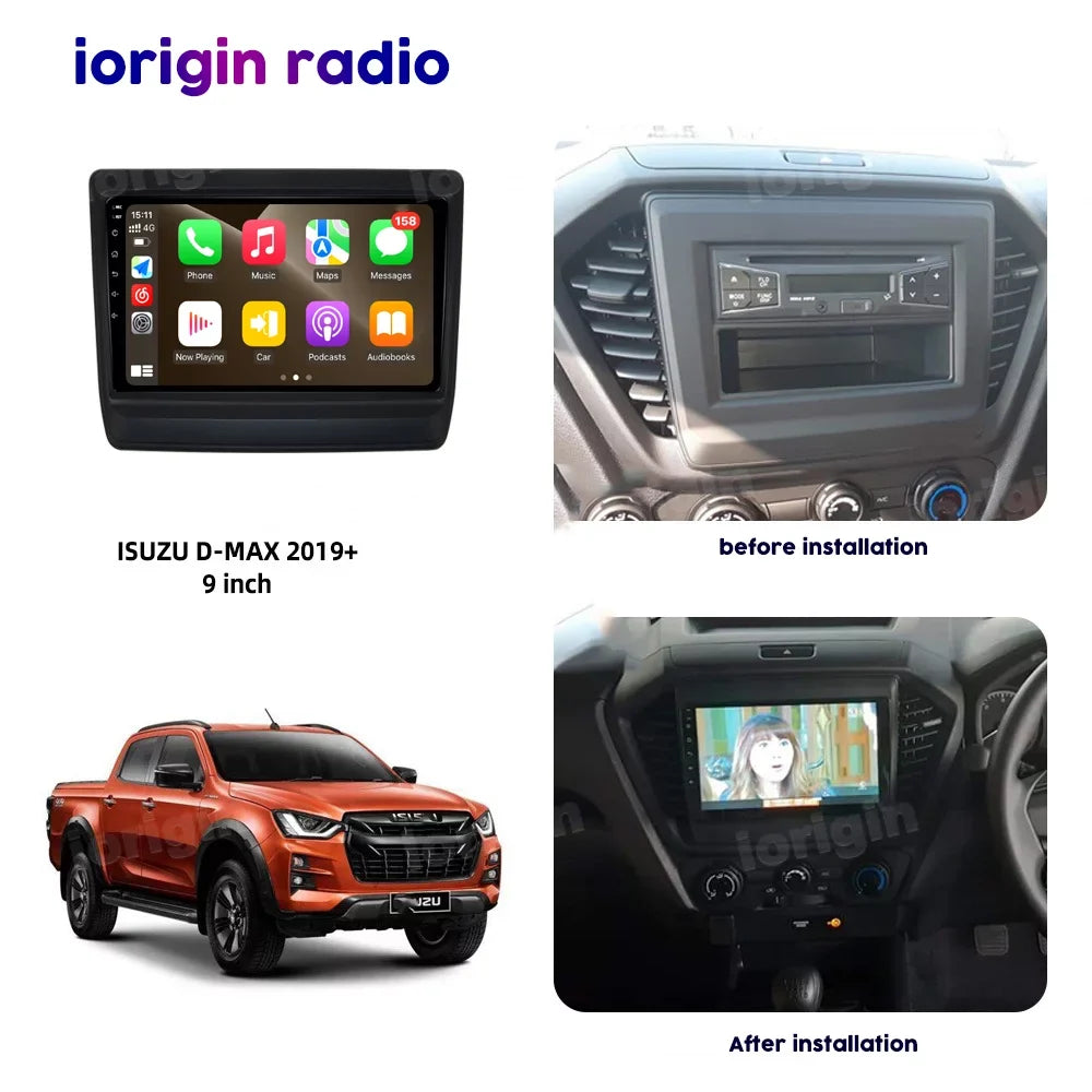 Android Stereo Radio WIFI Isuzu Bluetooth,with Carplay Dmax Car Rearview 9'' For Camera 2019+ Auto Android HD 12 FM with GPS D-Max